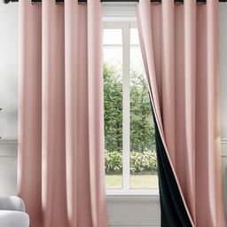 HOMEMONDE Pink Set of 2 Black Out Long Door Curtain-43