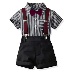JC SPARKLE Boys Striped Shirt With Shorts & Suspenders-picture-38