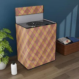 Myntra Elegant Homes Brown & Maroon Checked Waterproof Washing Machine Cover With Zip-84