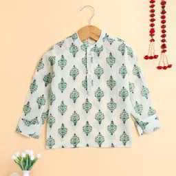 The Magic Wand Boys Floral Printed Mandarin Collar Straight Kurta-image-67