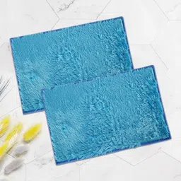 Aura 2 Pieces Blue Furry Anti-Skid Doormats-image-27