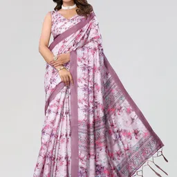KALINI Floral Printed Saree With Blouse Piece-image-91
