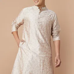 Melange by Lifestyle Men Floral Printed Thread Work Knee Length Kurta-image-71