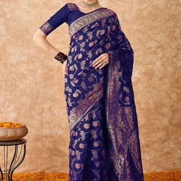 MANVAA Woven Design Zari Silk Blend Banarasi Saree-image-48