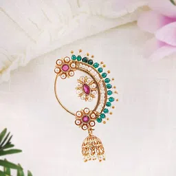 Adwitiya Collection Gold-Plated Stone & Maharastrian Culture Nath-67