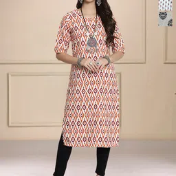 HERE&NOW Selection Of 3 Ethnic Motifs Printed Round Neck Straight Kurta-image-78