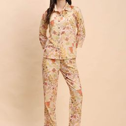 Noia Floral Printed Long Sleeve Shirt With Trouser Co-Ords-picture-52