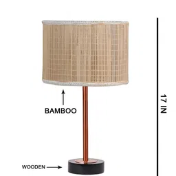 Aura Beige Metal Textured Cylindrical Shaped Table Lamp-image-93