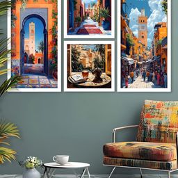 Kotart White & Blue 4 Pieces Modern Wooden Wall Arts-picture-47