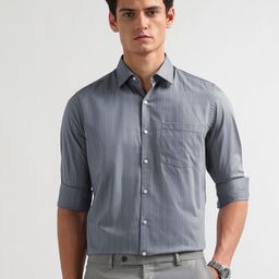 Arrow Men Liberty Classic Fit Vertical Striped Spread Collar Pure Cotton Formal Shirt-picture-38