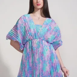 ESPYR By Tokyo Talkies Abstract Printed Batwing Sleeves Empire Mini Dress-picture-47