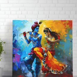 SAF Blue & Yellow 1 Piece Canvas Religious Wall Paintings-34