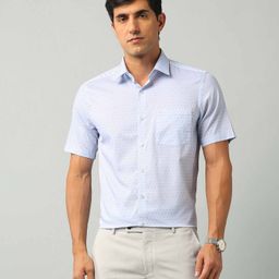 Arrow Men Classic Fit Spread Collar Geometric Printed Cotton Formal Shirt-image-56