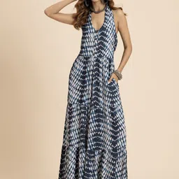 Moomaya Halter Neck Printed Basic Jumpsuit-image-29