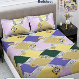 FABINALIV White & Green Geometric 300 TC King Bedsheet with 2 Pillow Covers-image-20