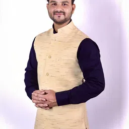 BIS Creations Men Self Design Mandarin Collar Woven Nehru Jacket-picture-32