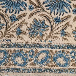 Fabindia Beige & Blue Hand Block PrintedDhurries-image-20