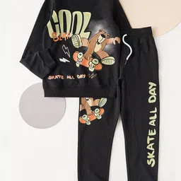 max Boys Printed Round Neck Pure Cotton Sweatshirt With Jogger-image-35