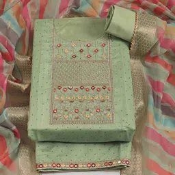 Riti Floral Embroidered Cotton Blend Unstitched Dress Material-44