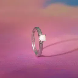 GIVA 925 Silver Rhodium-Plated Opal Square Adjustable Finger Ring-11