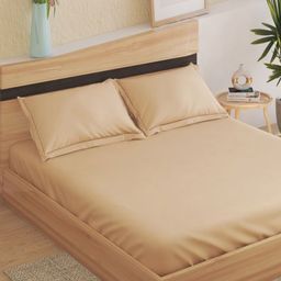 Home Centre Modern Radiance Beige 300 TC Pure Cotton King Bedsheet Set 1.95 cm x 1.80 cm-image-98