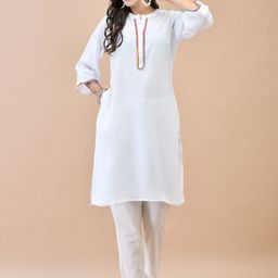Shree Women Flared Sleeves Thread Work Liva Kurta-image-19