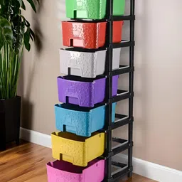 SUMOWARE INDUSTRIES Black & Grey Textured 7 Tier Multipurpose Modular Drawers-37