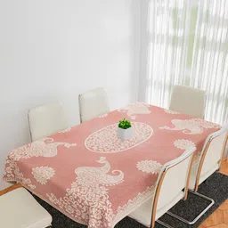 RUBOXA Maroon Anti-Skid Cotton 6-Seater Table Cover with Textured details-image-61