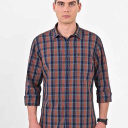 Indian Terrain Men Classic Slim Fit Tartan Checks Opaque Checked Casual Shirt-picture-48