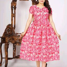 SSKfashions Floral Printed Fit & Flare Maternity Midi Dress-image-17
