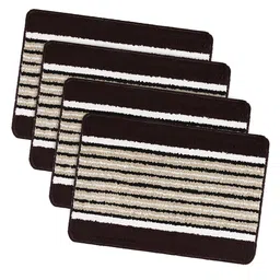 Kuber Industries 4 Pcs Brown & Black Anti-Skid Door Mats-26