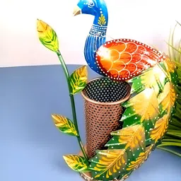 apka mart Blue & Green Peacock Pen Holder Desk Organiser-14