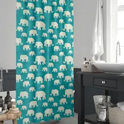 ArtzFolio Teal Blue & White Printed Waterproof Shower Curtain-image-75