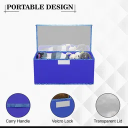 Kuber Industries Blue & White 2 Pieces Printed Drawer Organisers With Transparent Lid image 5