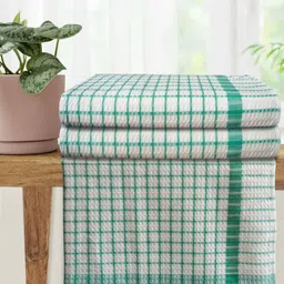 Athom Living Green & White 3 Pieces Printed Cotton 210 GSM Bath Towel-picture-31