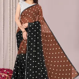 KALINI Polka Dot Mirror Work Saree-image-44