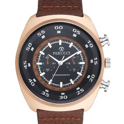 PERUCCI Men Brass Embellished Dial & Leather Textured Straps Analogue Watch Perucci 8888 Rose Gold 2-picture-4