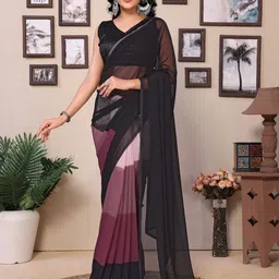 LeeliPeeri Designer Colourblocked Pure Georgette Ready To Wear Saree-image-77