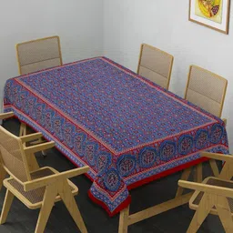 Texstylers Maroon Floral Anti-Slip Cotton 6-Seater Table Cover-image-77
