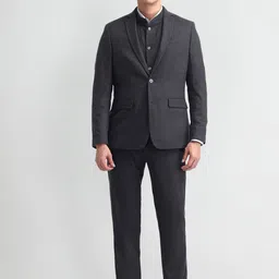 Arrow Men Shawl Collar Self Designed Single-Breasted Three-Piece Suit-image-43