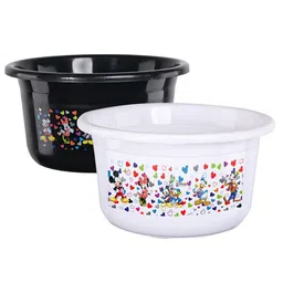 Kuber Industries White & Black 2 Pieces Disney Printed Light Weight Bath Tubs-30