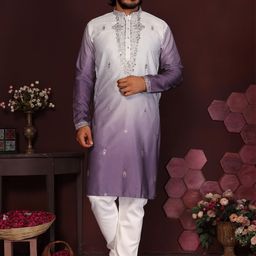 DVILLA Men Purple Cotton Kurtas-image-99