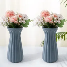 Ekhasa 2-Pcs Blue Ribbed Glass Vases-image-30