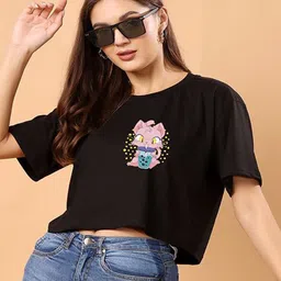 CORSICA Graphic Printed Cotton Oversized Crop T-shirt-image-71
