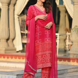 DIVASTRI Women Embroidered Regular Mirror Work Kurta with Trousers & With Dupatta image 2