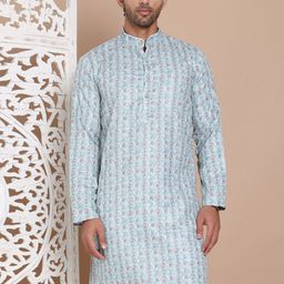Anouk Men Geometric Printed Sequinned Kurta-9