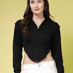 BEING NAUGHTY Organic Cotton Shirt Style Crop Top-image-75