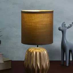 TAYHAA Brown Ceramic Contemporary Cylindrical Shaped Table Lamp-image-59