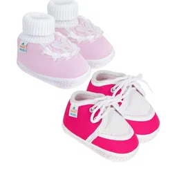 NESKA MODA 0 To 6 Months 2 Pair Set Newborn Infants Butterfly Frill and Lace Booties-image-9