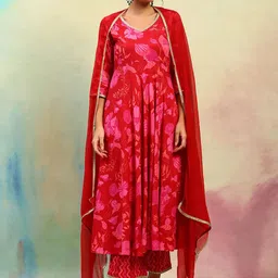 Khushal K Women Floral Printed Regular Kurta with Palazzos & With Dupatta-picture-24